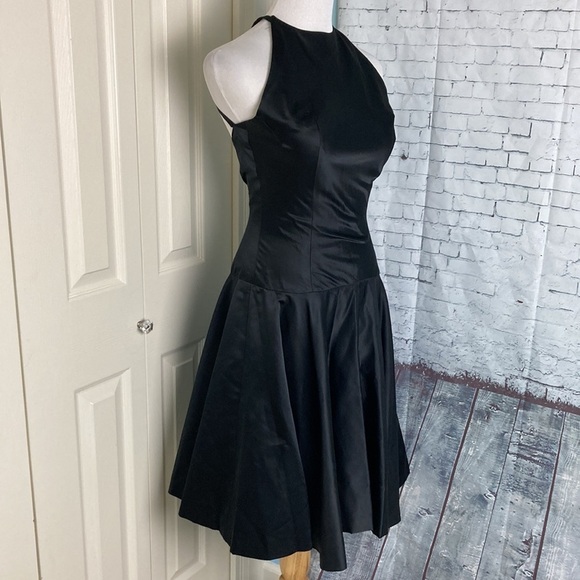 Vintage 50s Nicholas Ungar little black dress 100% Silk drop waist retro madmen - Picture 6 of 16